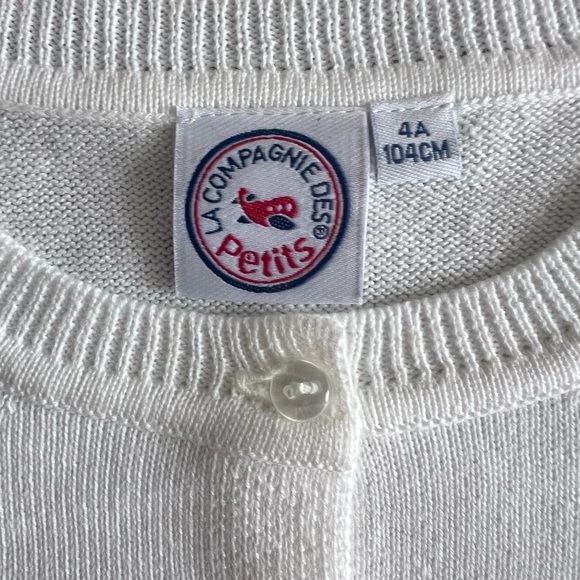 Little girl kids 4Y white cardigan classy jacket new from France in Paris - Picture 5 of 6